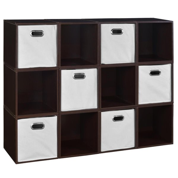 Niche Cubo Storage Set with 12 Cubes & 6 Canvas Bins, Truffle & White PC12PKTF6TOTEWH
